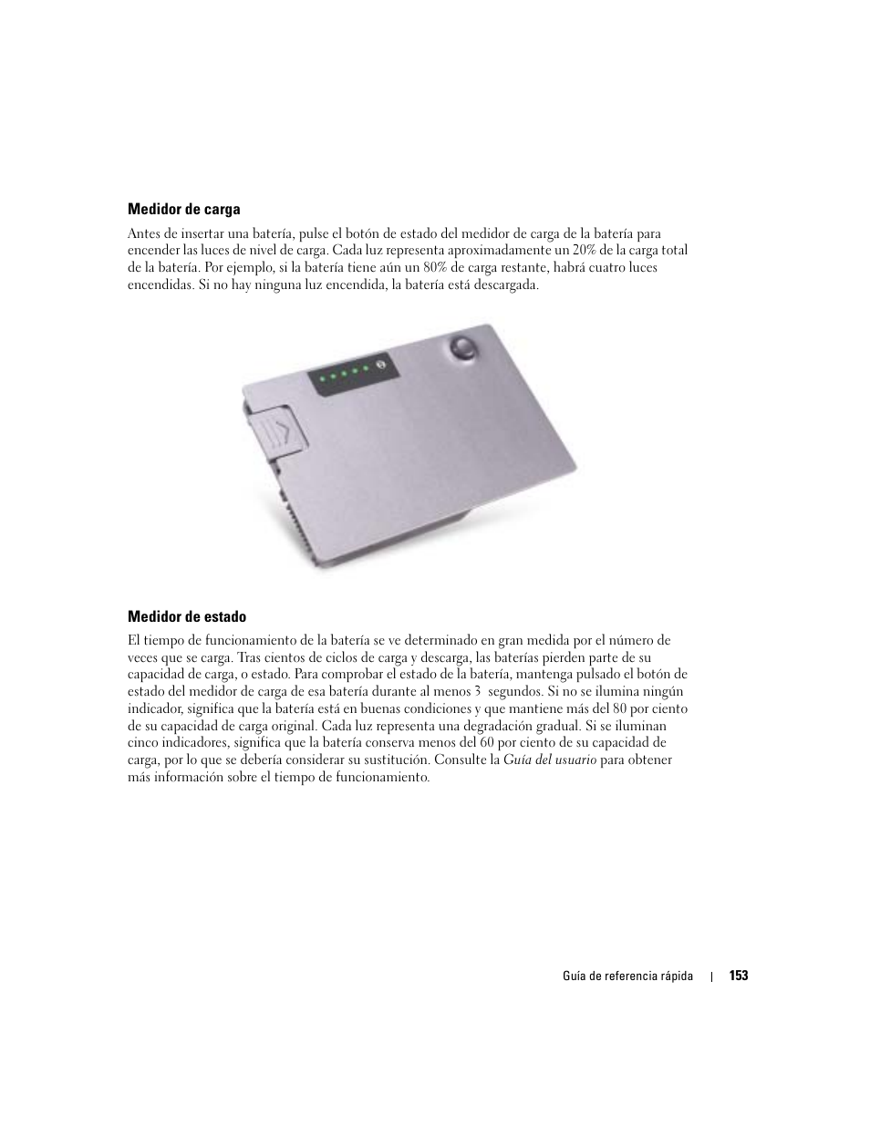 Medidor de carga, Medidor de estado | Dell Latitude D610 User Manual | Page 153 / 168