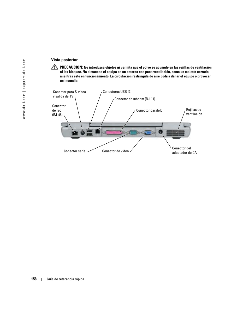 Vista posterior | Dell Latitude D610 User Manual | Page 158 / 168
