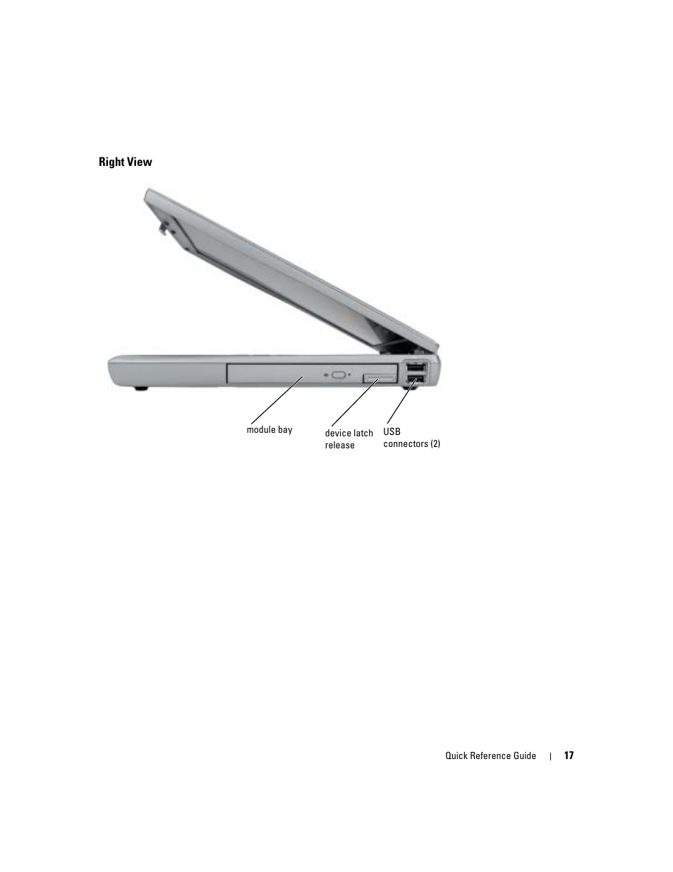 Right view | Dell Latitude D610 User Manual | Page 17 / 168