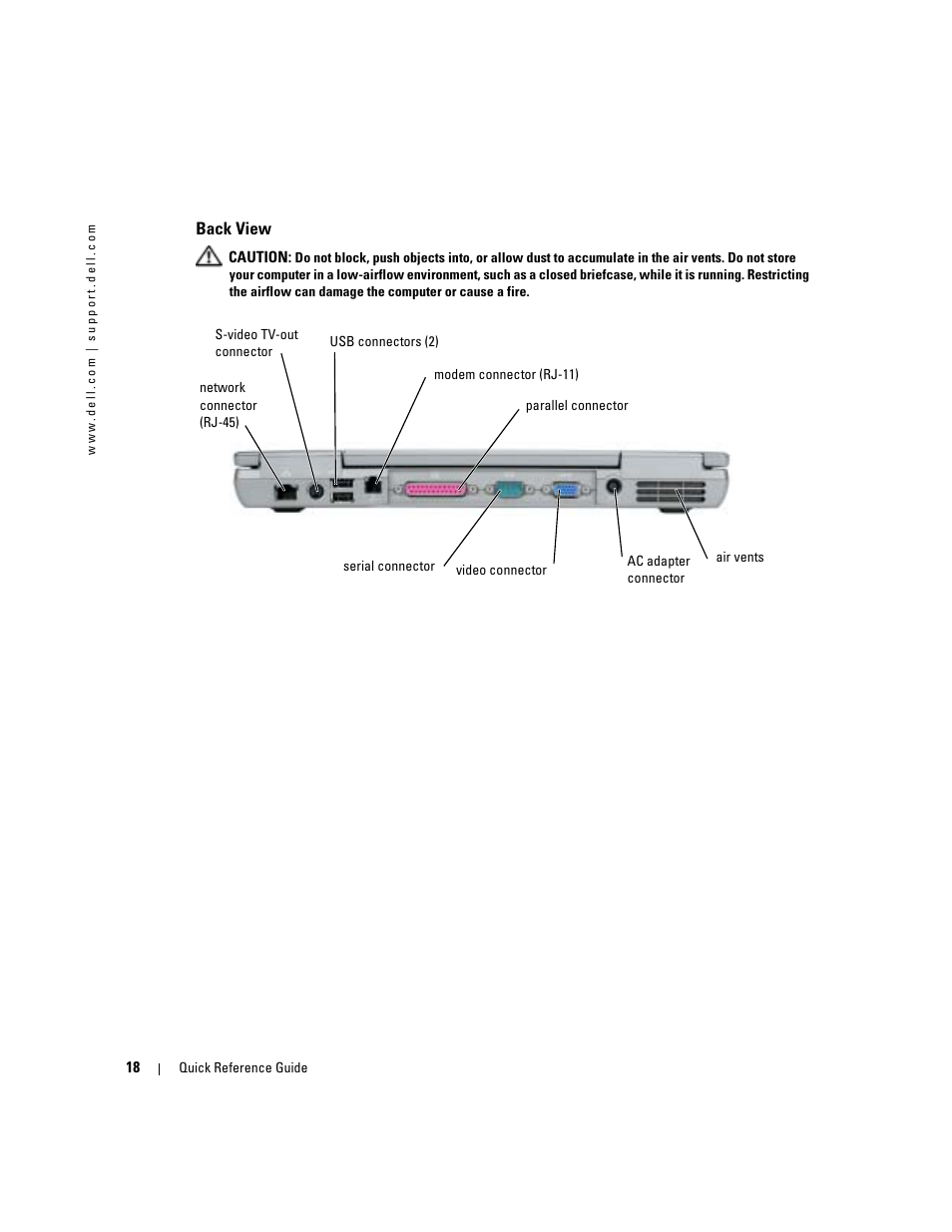 Back view | Dell Latitude D610 User Manual | Page 18 / 168