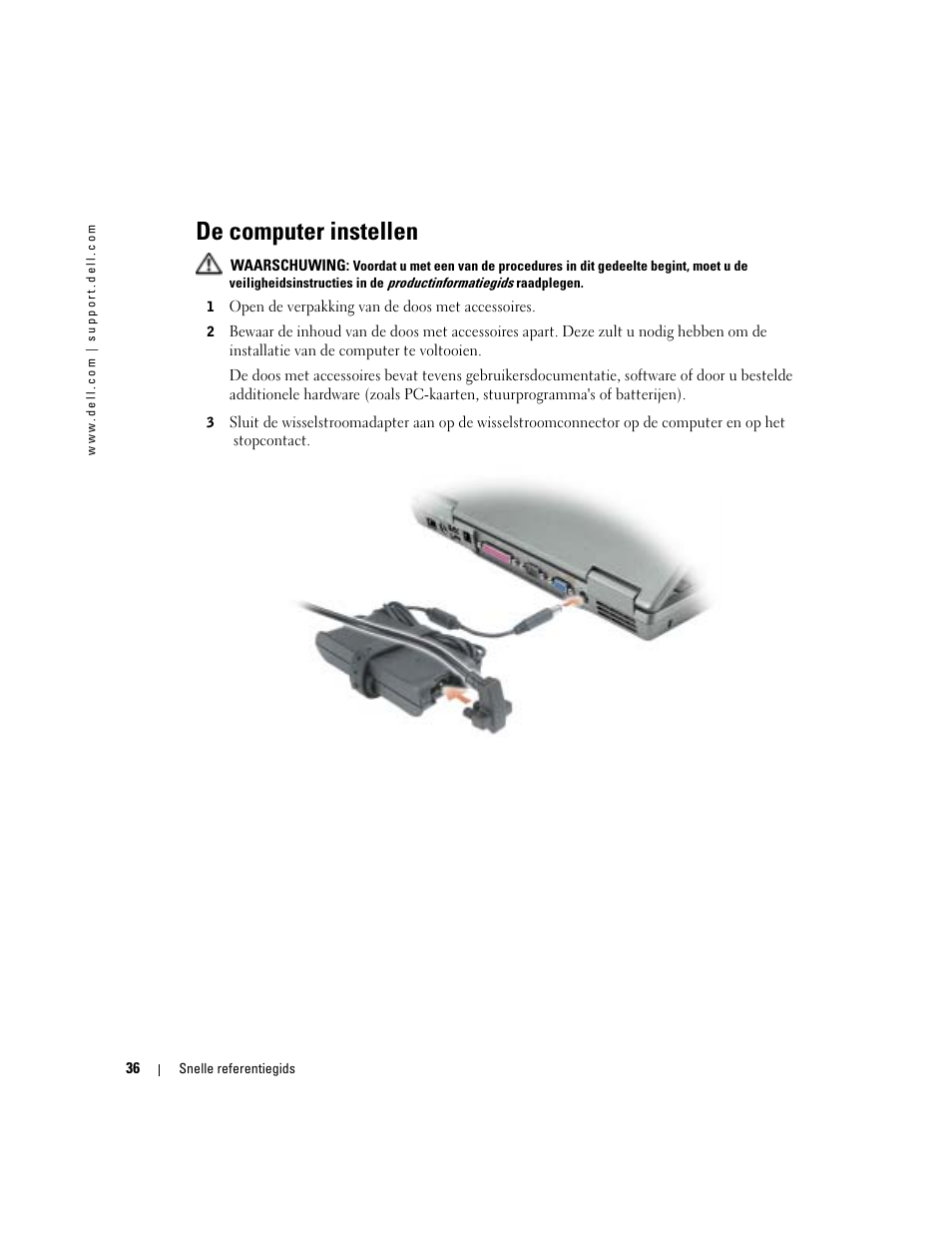 De computer instellen | Dell Latitude D610 User Manual | Page 36 / 168