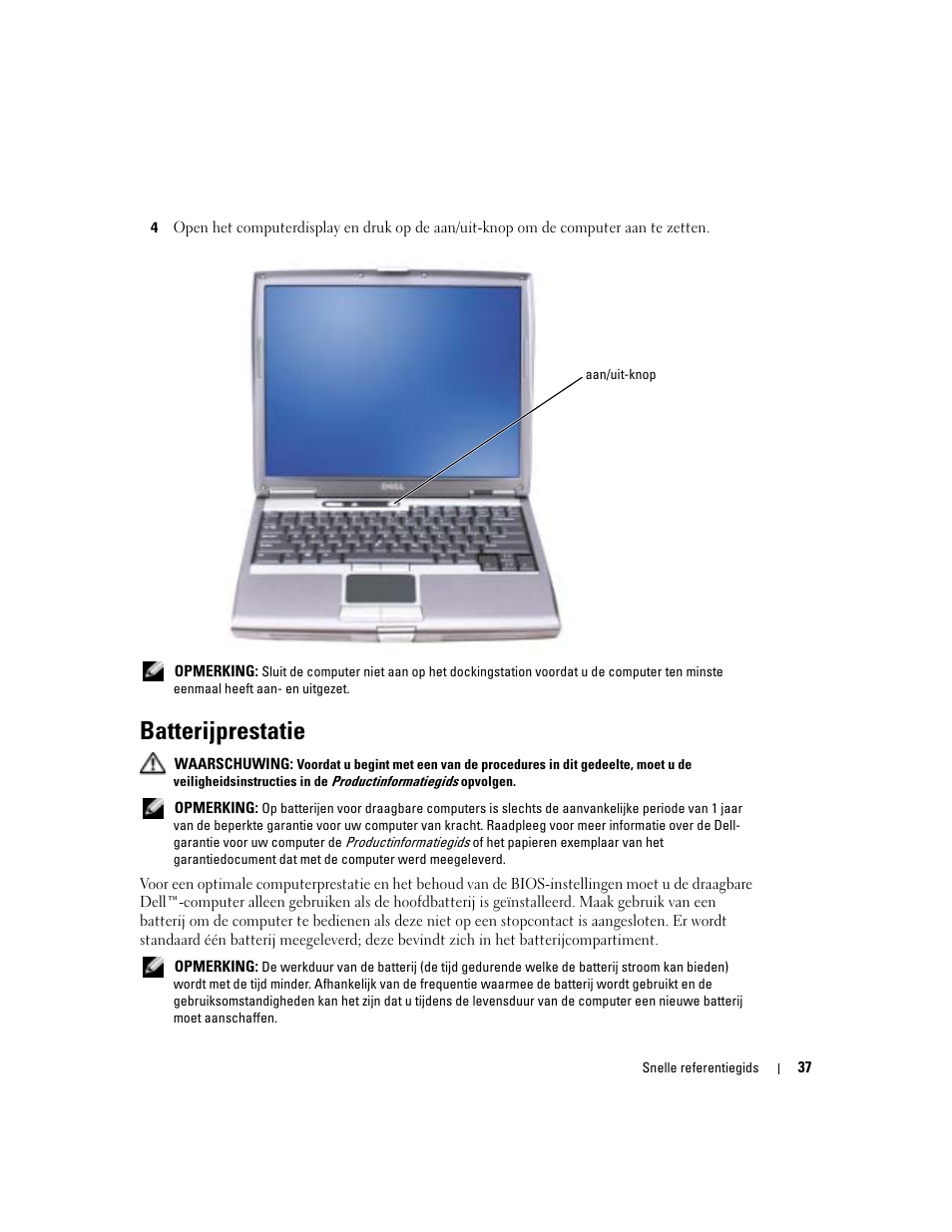 Batterijprestatie | Dell Latitude D610 User Manual | Page 37 / 168