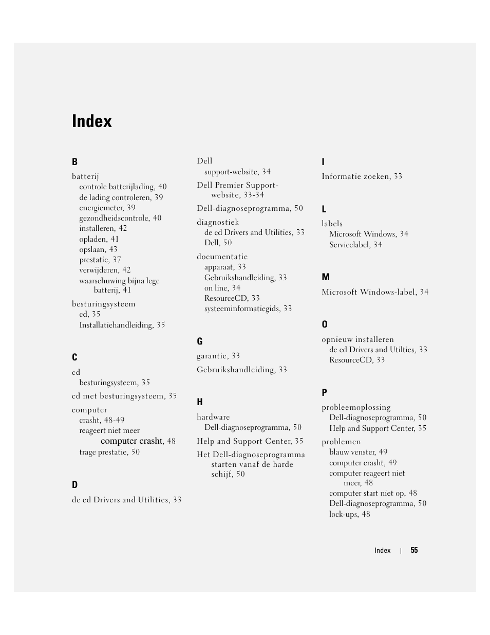 Index | Dell Latitude D610 User Manual | Page 55 / 168