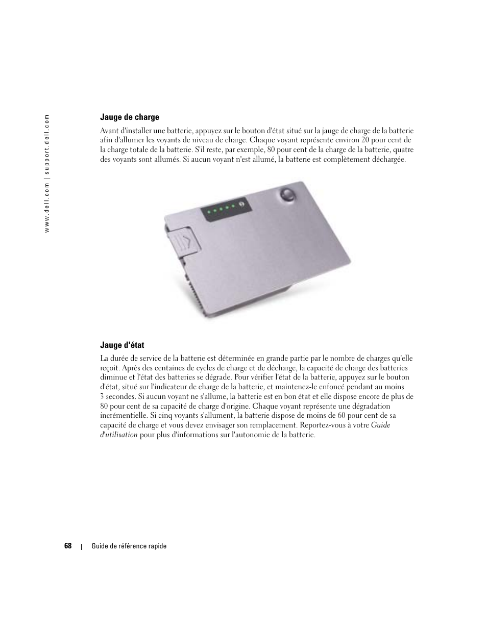 Jauge de charge, Jauge d'état | Dell Latitude D610 User Manual | Page 68 / 168