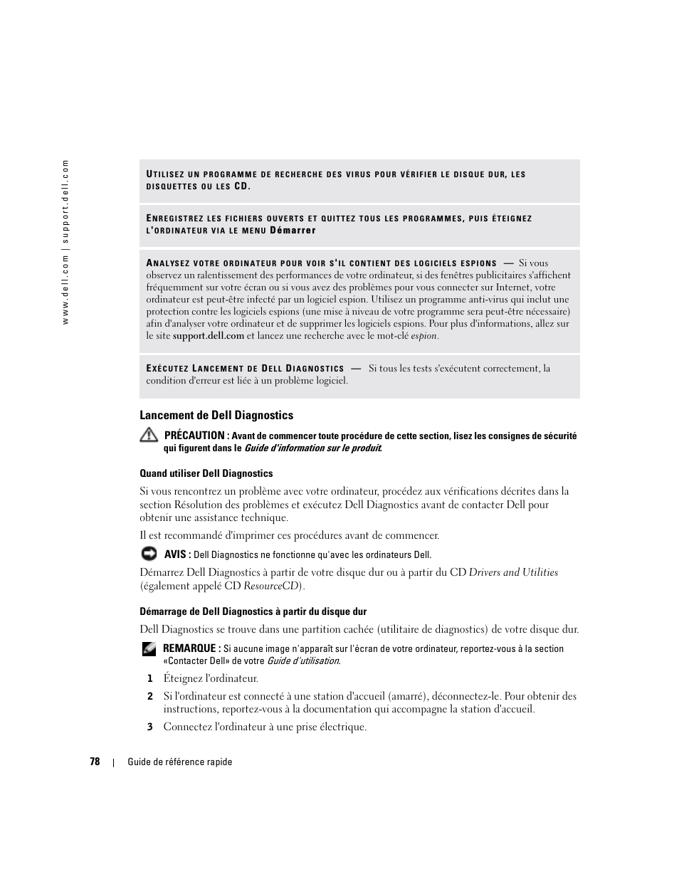 Lancement de dell diagnostics | Dell Latitude D610 User Manual | Page 78 / 168