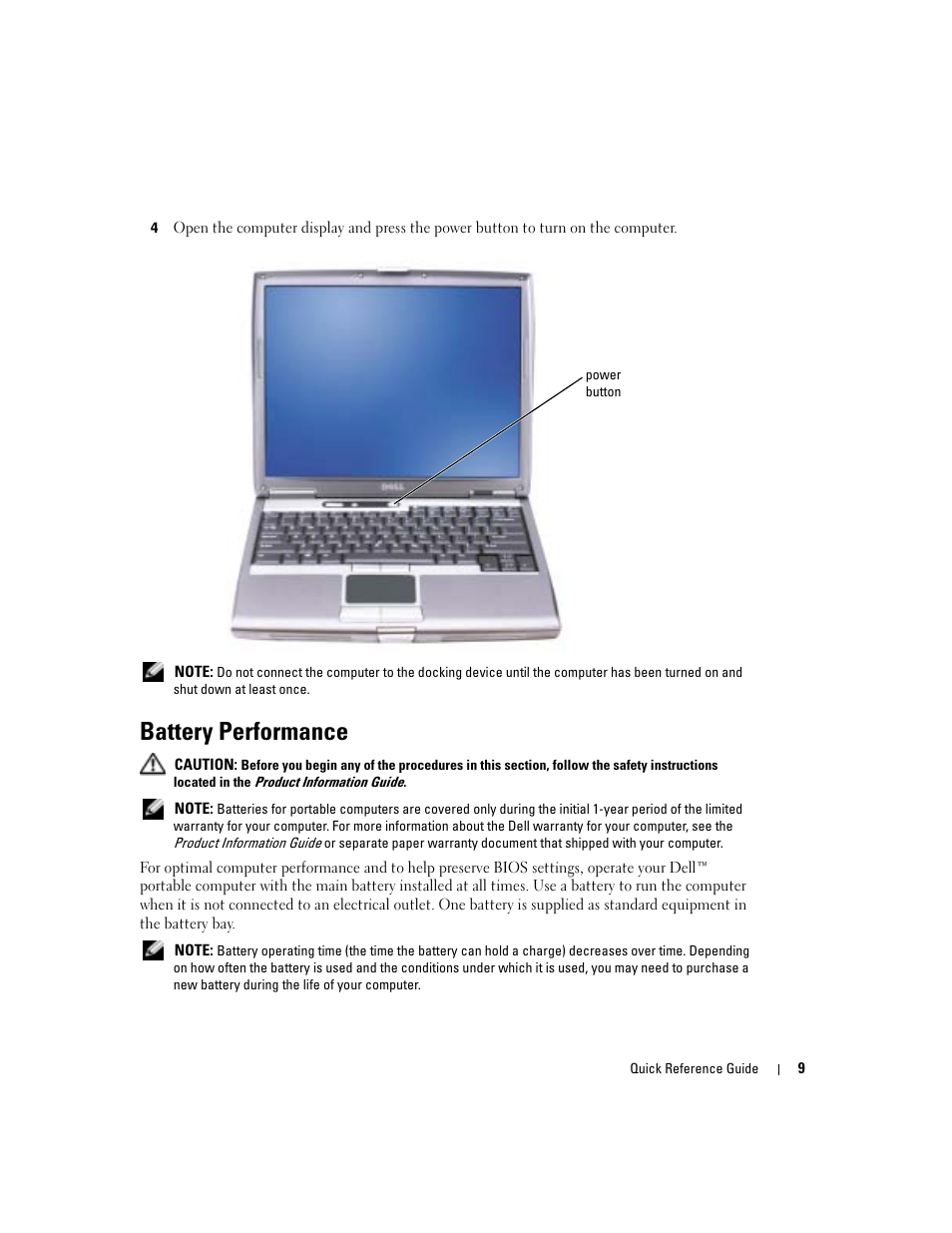 Battery performance | Dell Latitude D610 User Manual | Page 9 / 168