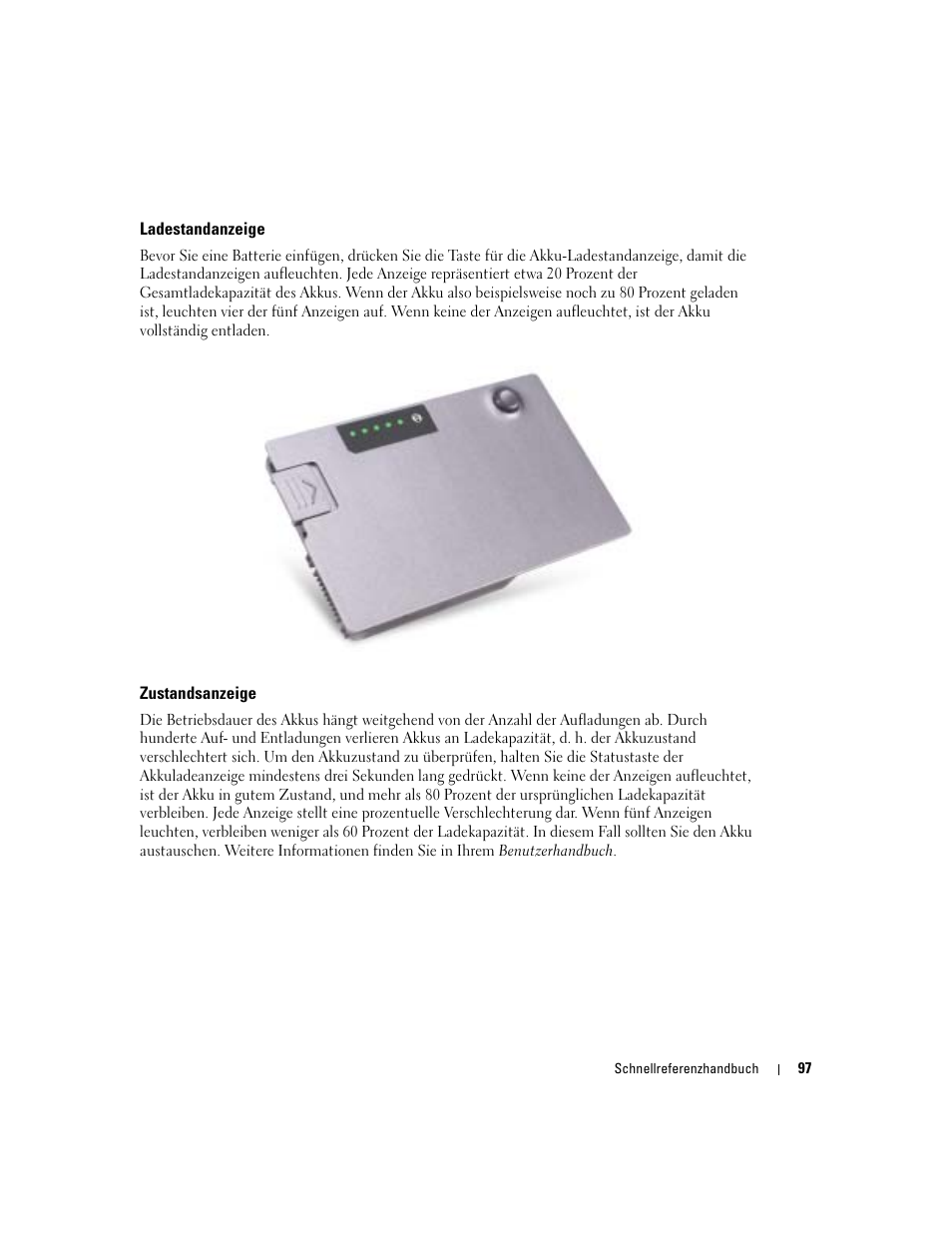 Ladestandanzeige, Zustandsanzeige | Dell Latitude D610 User Manual | Page 97 / 168