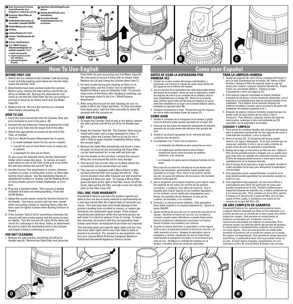 How to use, Como usar, How to use-english | Como usar-español, Cb a, De f g h | Black & Decker BEL3000A Series User Manual | Page 5 / 5