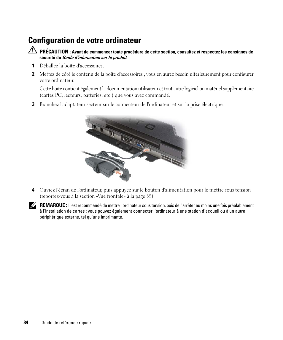 Configuration de votre ordinateur | Dell Latitude D630 ATG (Mid 2007) User Manual | Page 34 / 98