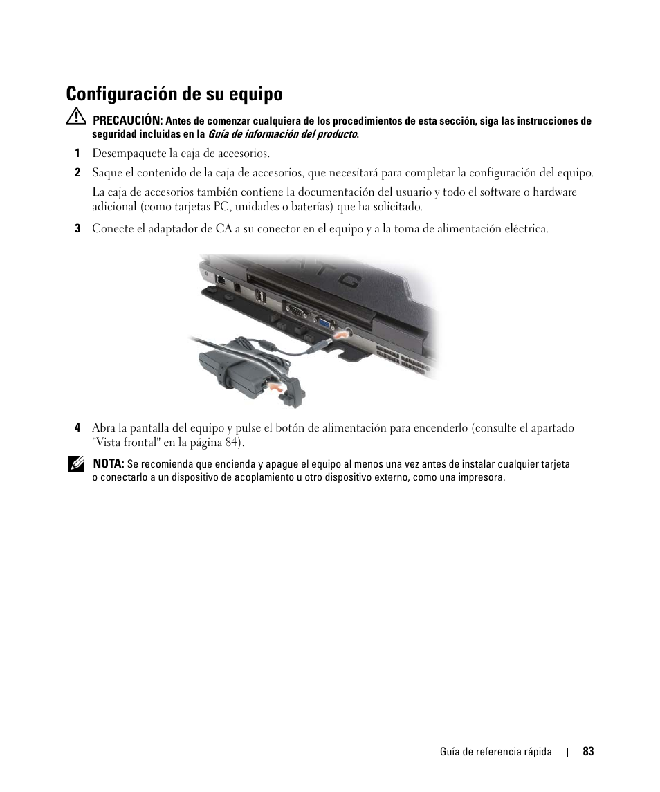 Configuración de su equipo | Dell Latitude D630 ATG (Mid 2007) User Manual | Page 83 / 98