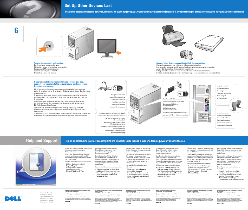 Set up other devices last, Help and support | Dell Dimension 5000 User Manual | Page 2 / 2