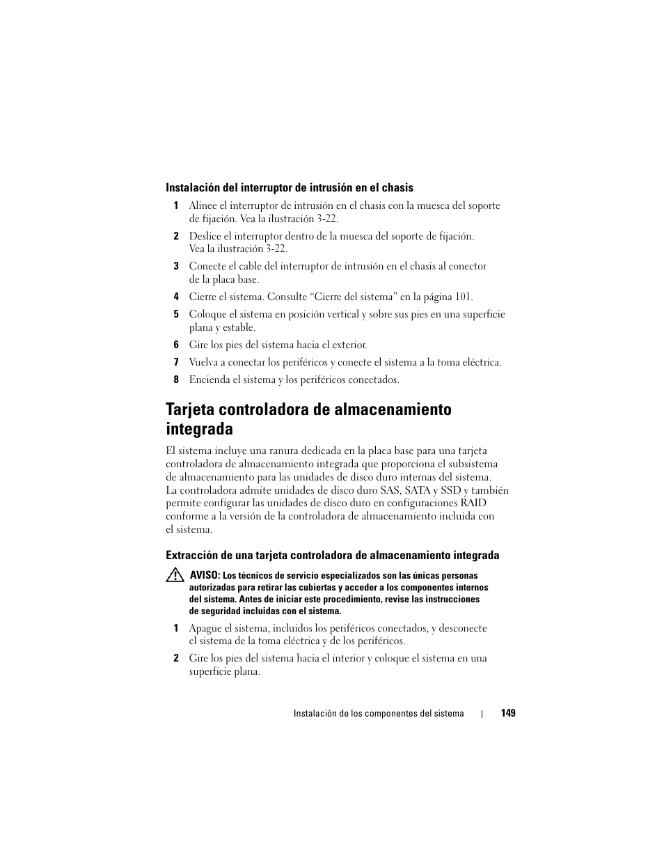 Tarjeta controladora de almacenamiento integrada | Dell PowerEdge T710 User Manual | Page 149 / 238