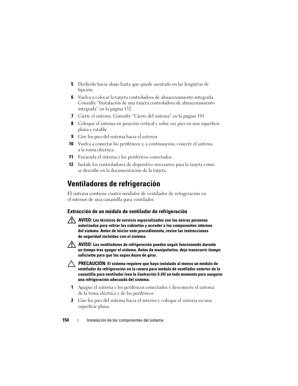 Ventiladores de refrigeración | Dell PowerEdge T710 User Manual | Page 154 / 238