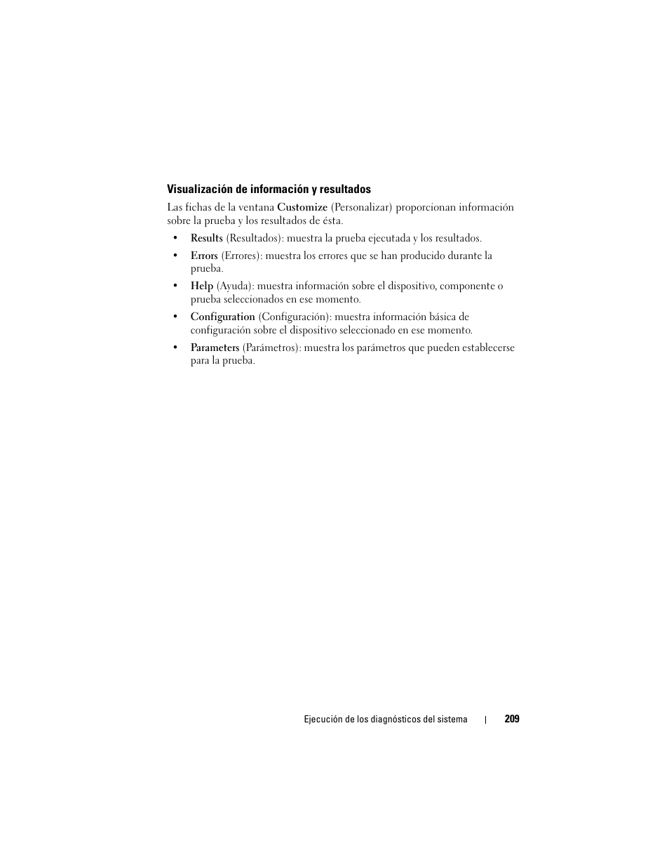 Visualización de información y resultados | Dell PowerEdge T710 User Manual | Page 209 / 238