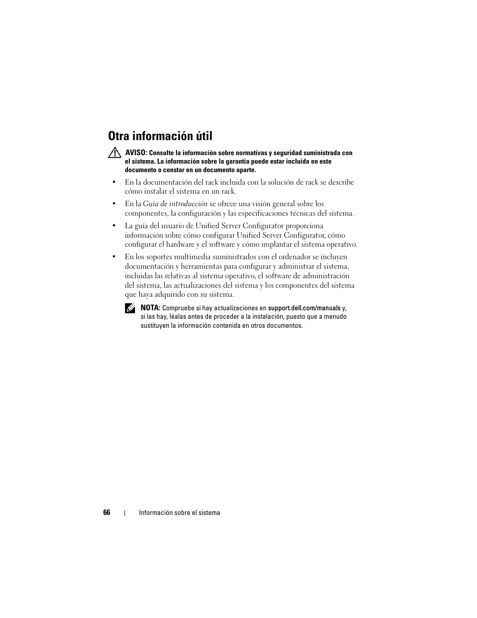 Otra información útil | Dell PowerEdge T710 User Manual | Page 66 / 238