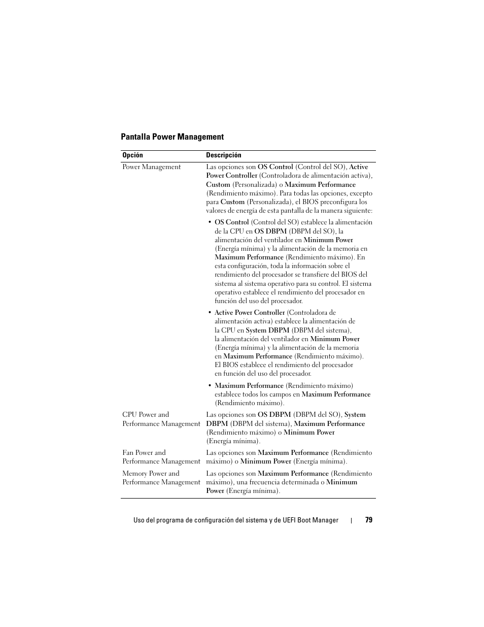 Pantalla power management | Dell PowerEdge T710 User Manual | Page 79 / 238