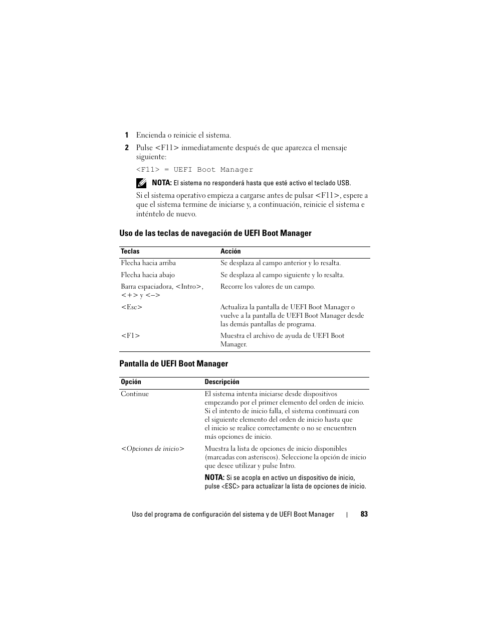 Pantalla de uefi boot manager | Dell PowerEdge T710 User Manual | Page 83 / 238