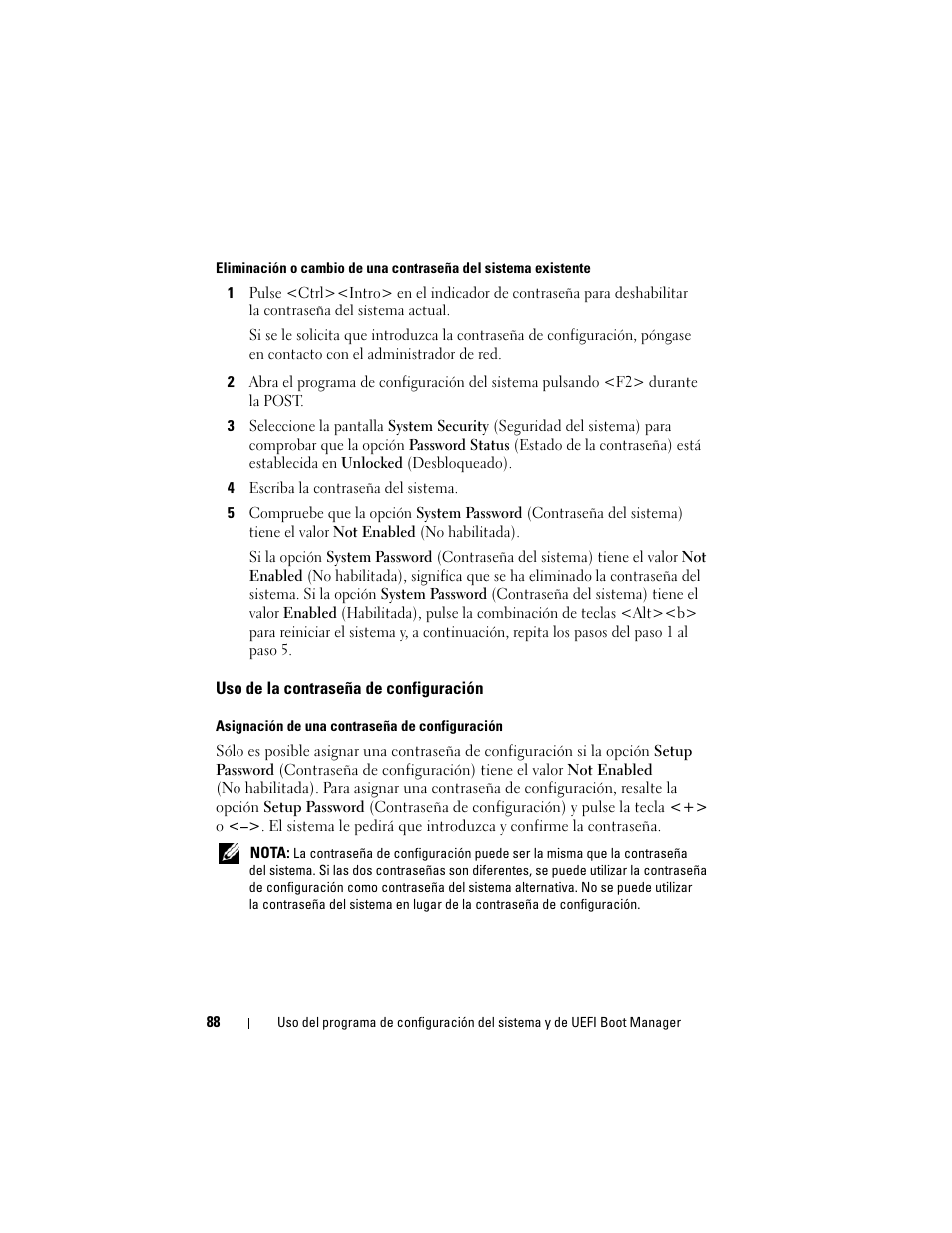 Uso de la contraseña de configuración | Dell PowerEdge T710 User Manual | Page 88 / 238