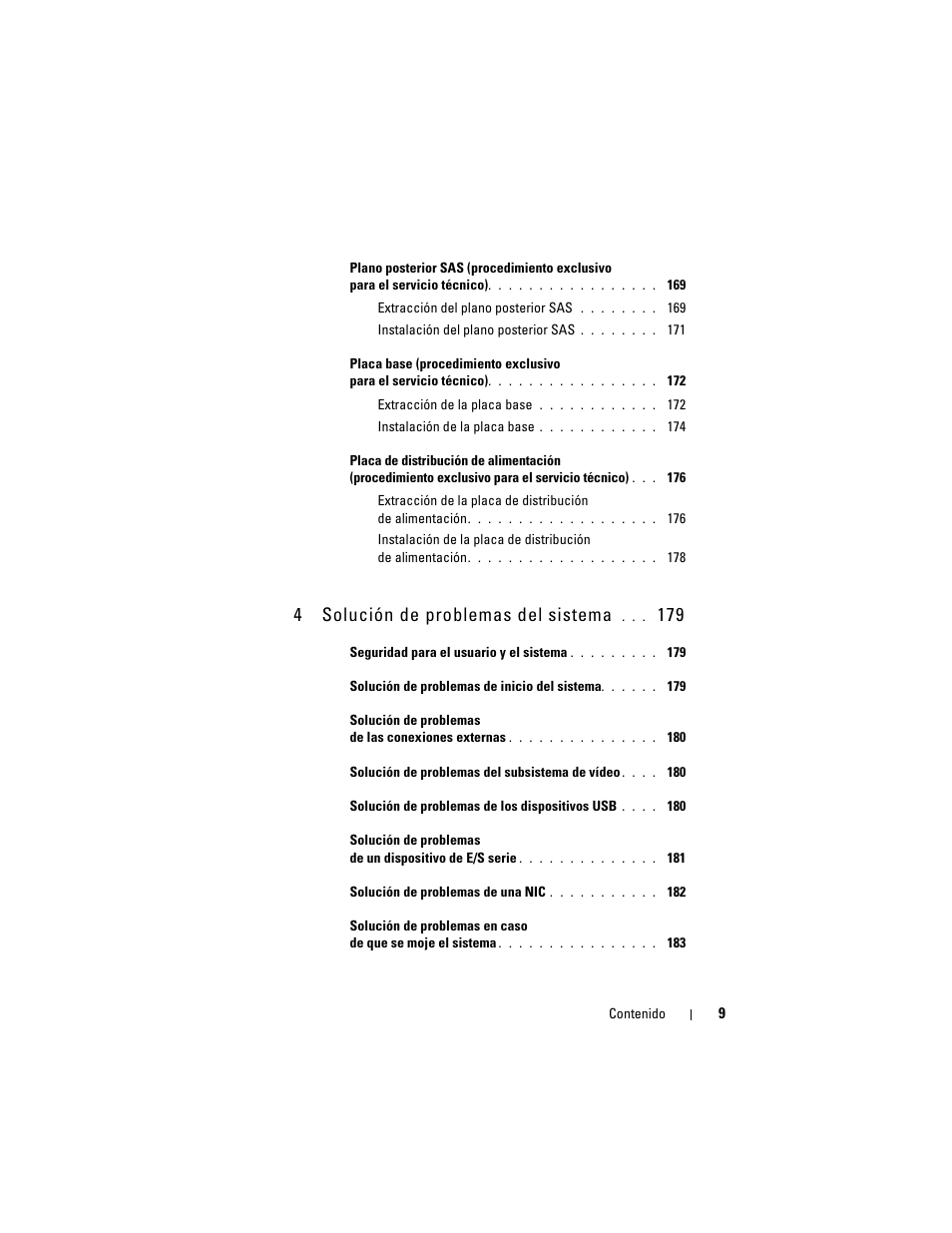 4solución de problemas del sistema | Dell PowerEdge T710 User Manual | Page 9 / 238