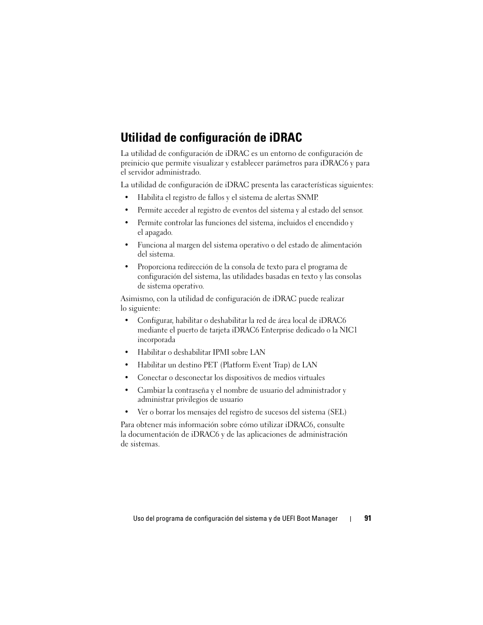 Utilidad de configuración de idrac | Dell PowerEdge T710 User Manual | Page 91 / 238