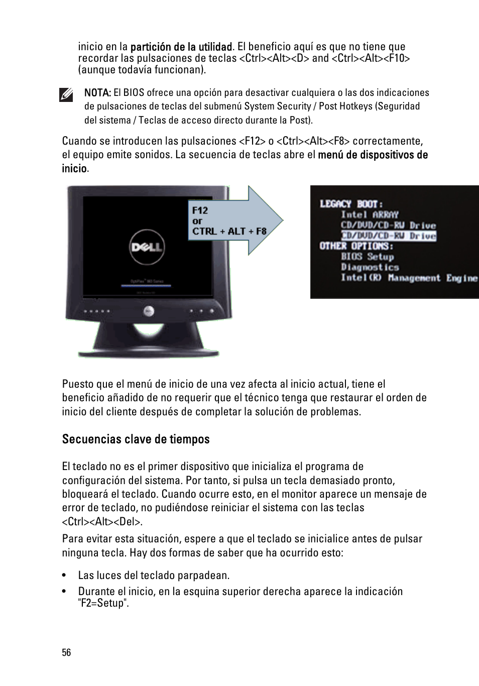 Secuencias clave de tiempos | Dell OptiPlex 390 (Mid 2011) User Manual | Page 56 / 98