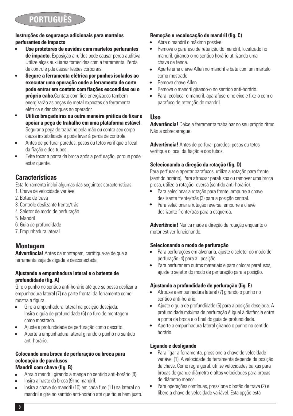 Português | Black & Decker KR55CRE User Manual | Page 8 / 12