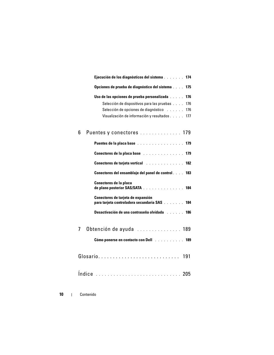 6puentes y conectores, 7obtención de ayuda, Glosario índice | Dell POWEREDGE 300 User Manual | Page 10 / 210