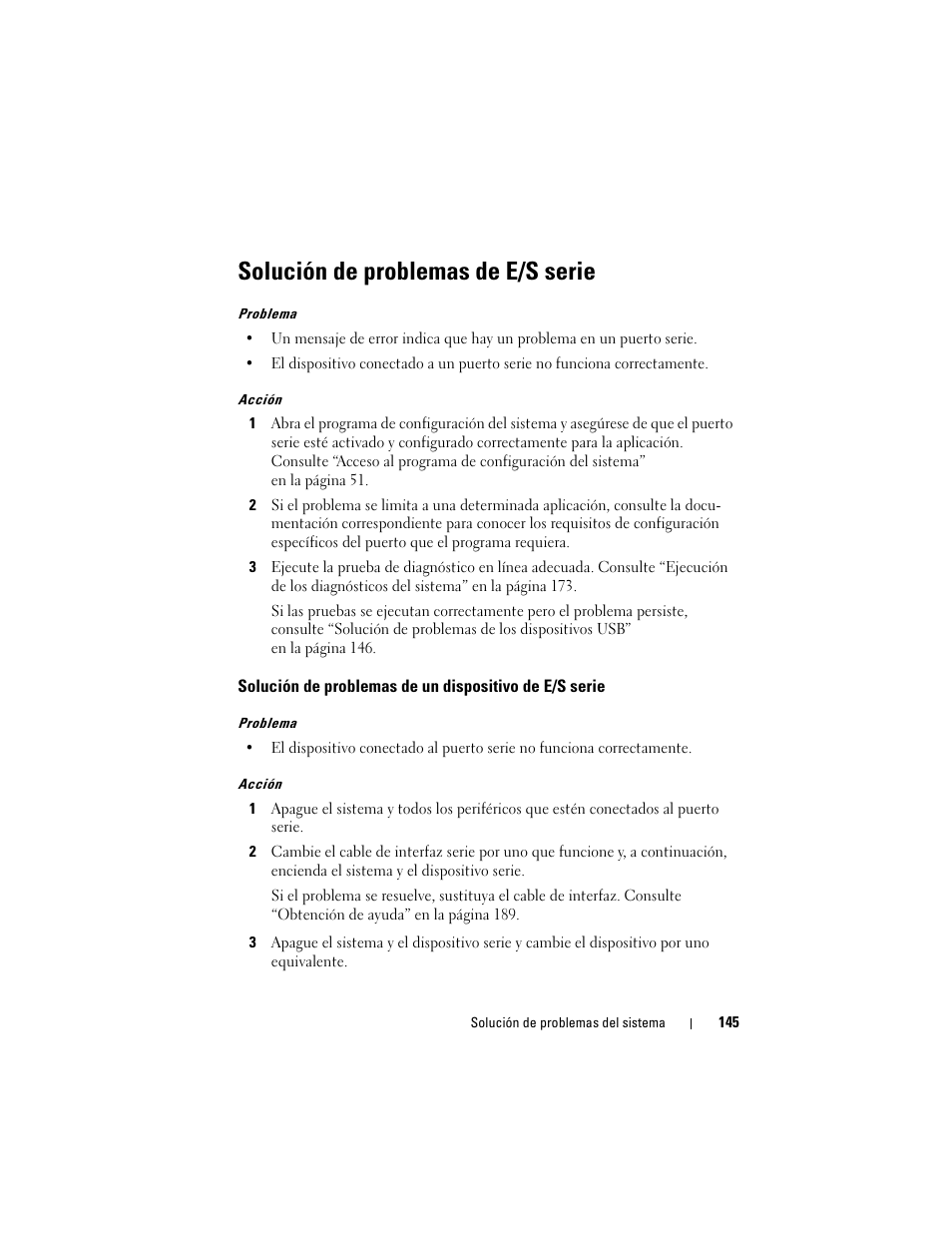 Solución de problemas de e/s serie | Dell POWEREDGE 300 User Manual | Page 145 / 210