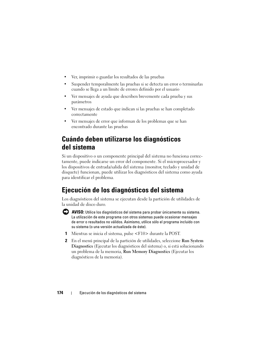Ejecución de los diagnósticos del sistema | Dell POWEREDGE 300 User Manual | Page 174 / 210