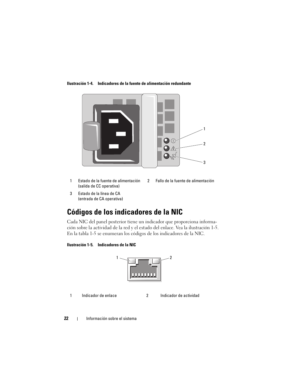 Códigos de los indicadores de la nic | Dell POWEREDGE 300 User Manual | Page 22 / 210