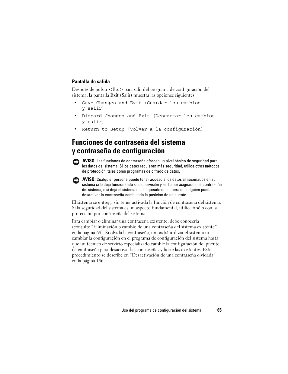 Pantalla de salida | Dell POWEREDGE 300 User Manual | Page 65 / 210