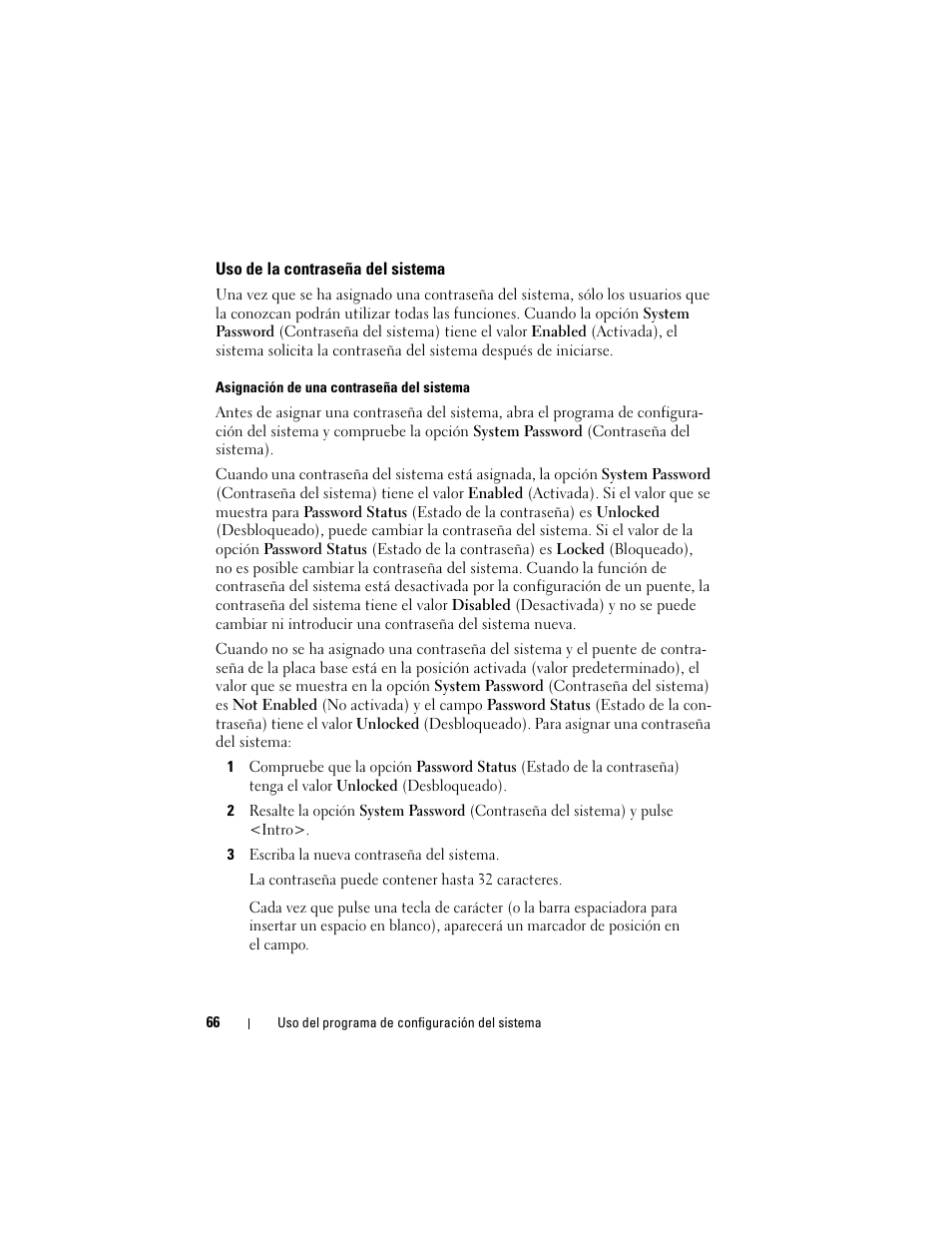 Uso de la contraseña del sistema, Consulte “uso de la contraseña del sistema | Dell POWEREDGE 300 User Manual | Page 66 / 210