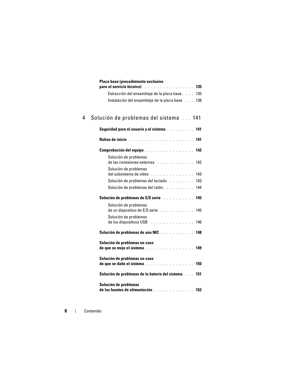 4solución de problemas del sistema | Dell POWEREDGE 300 User Manual | Page 8 / 210