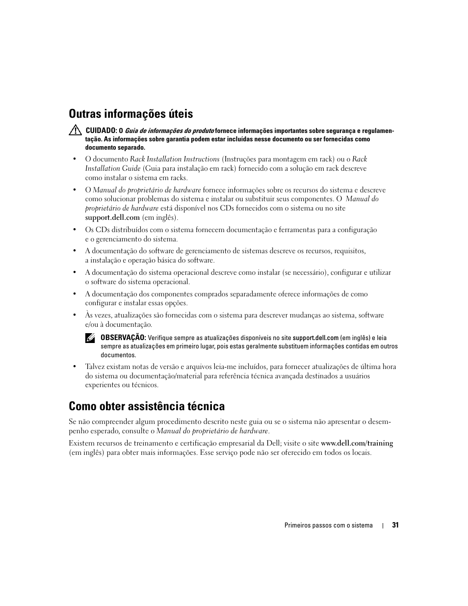 Outras informações úteis, Como obter assistência técnica | Dell PowerEdge 860 User Manual | Page 33 / 56