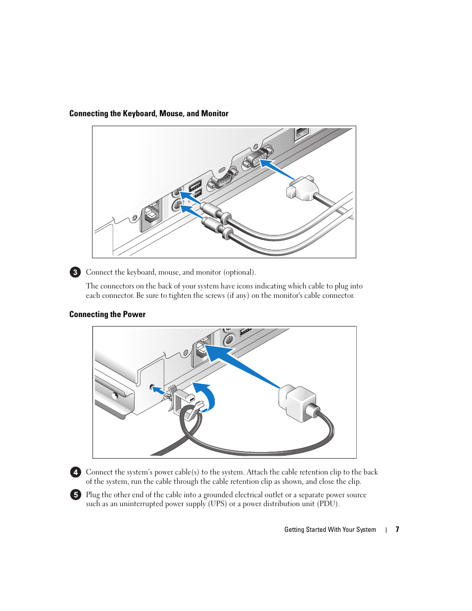 Connecting the keyboard, mouse, and monitor, Connecting the power | Dell PowerEdge 860 User Manual | Page 9 / 56