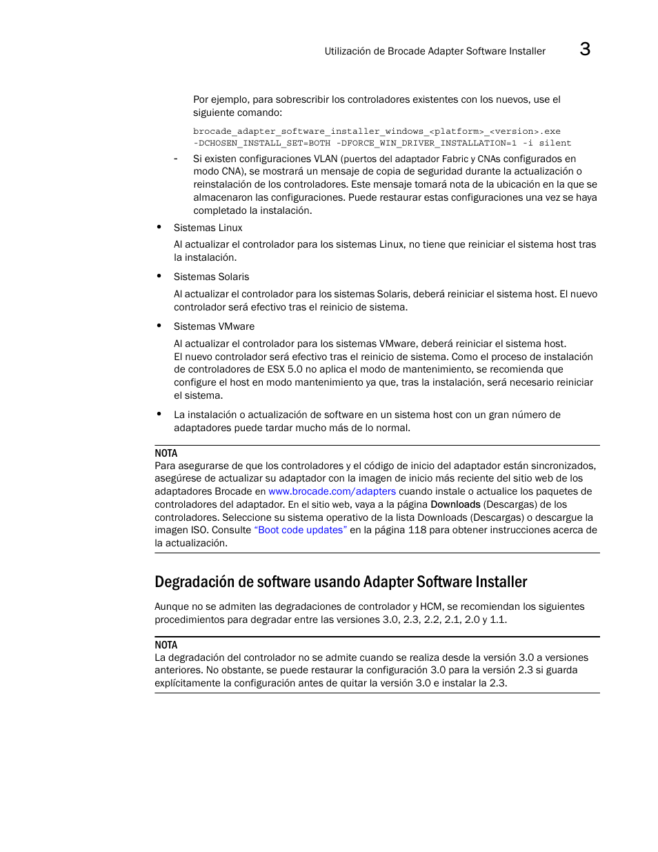 Degradación de software usando adapter, Software installer | Dell Brocade Adapters User Manual | Page 125 / 294