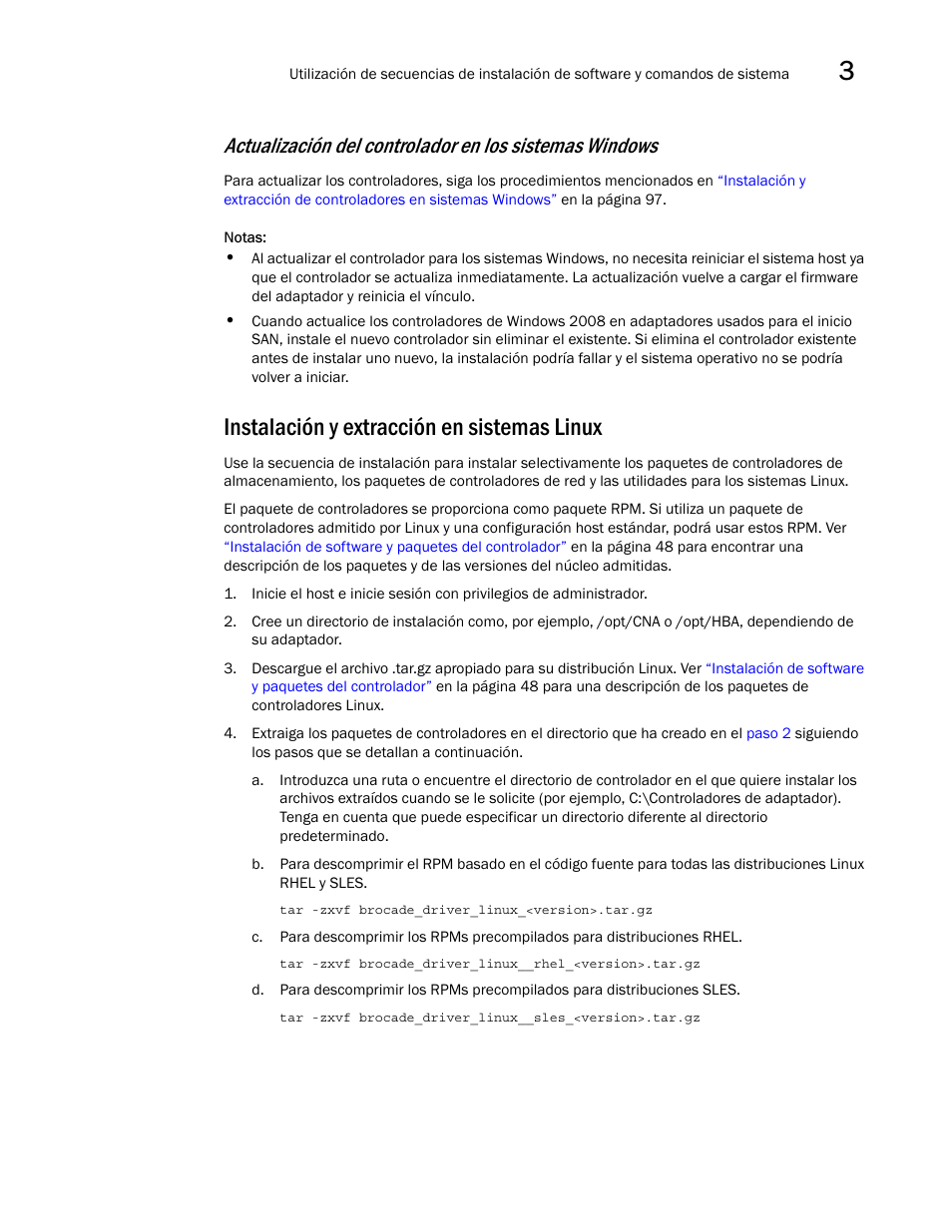 Instalación y extracción en sistemas linux | Dell Brocade Adapters User Manual | Page 133 / 294