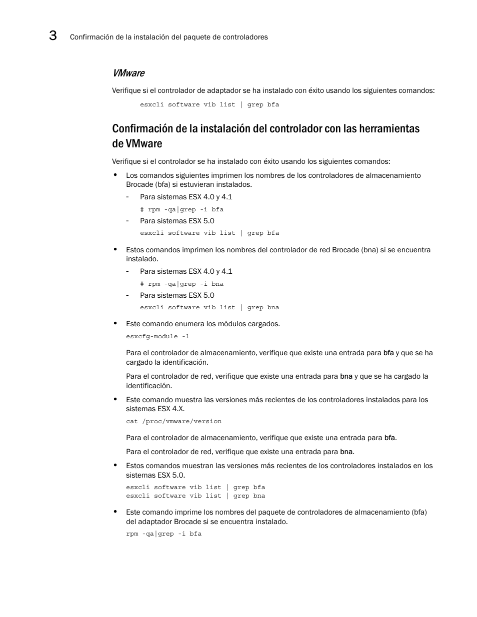 Confirmación de la instalación del controlador con, Las herramientas de vmware, Vmware | Dell Brocade Adapters User Manual | Page 146 / 294