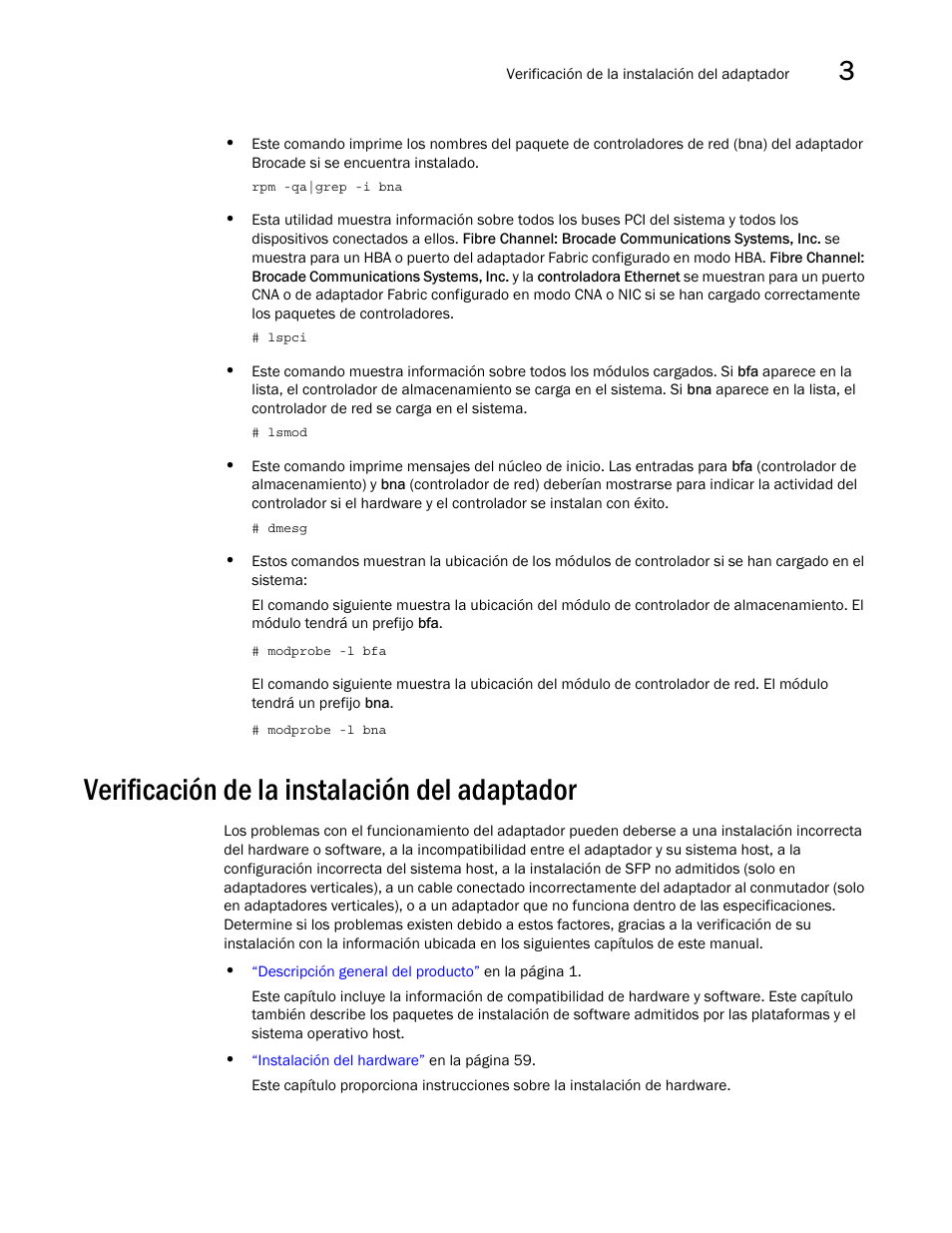 Verificación de la instalación del adaptador | Dell Brocade Adapters User Manual | Page 147 / 294