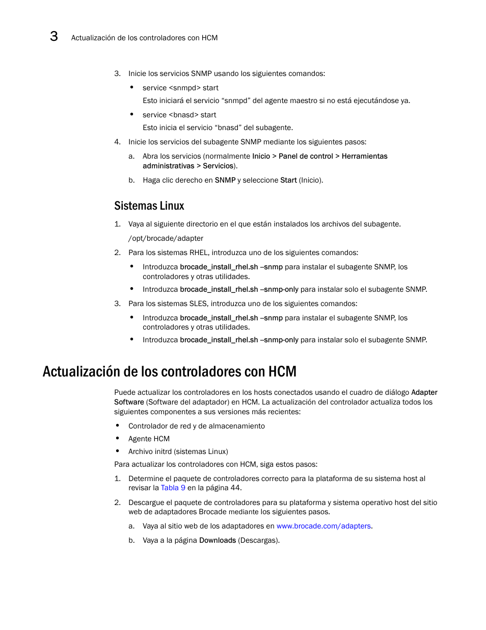 Sistemas linux, Actualización de los controladores con hcm | Dell Brocade Adapters User Manual | Page 150 / 294