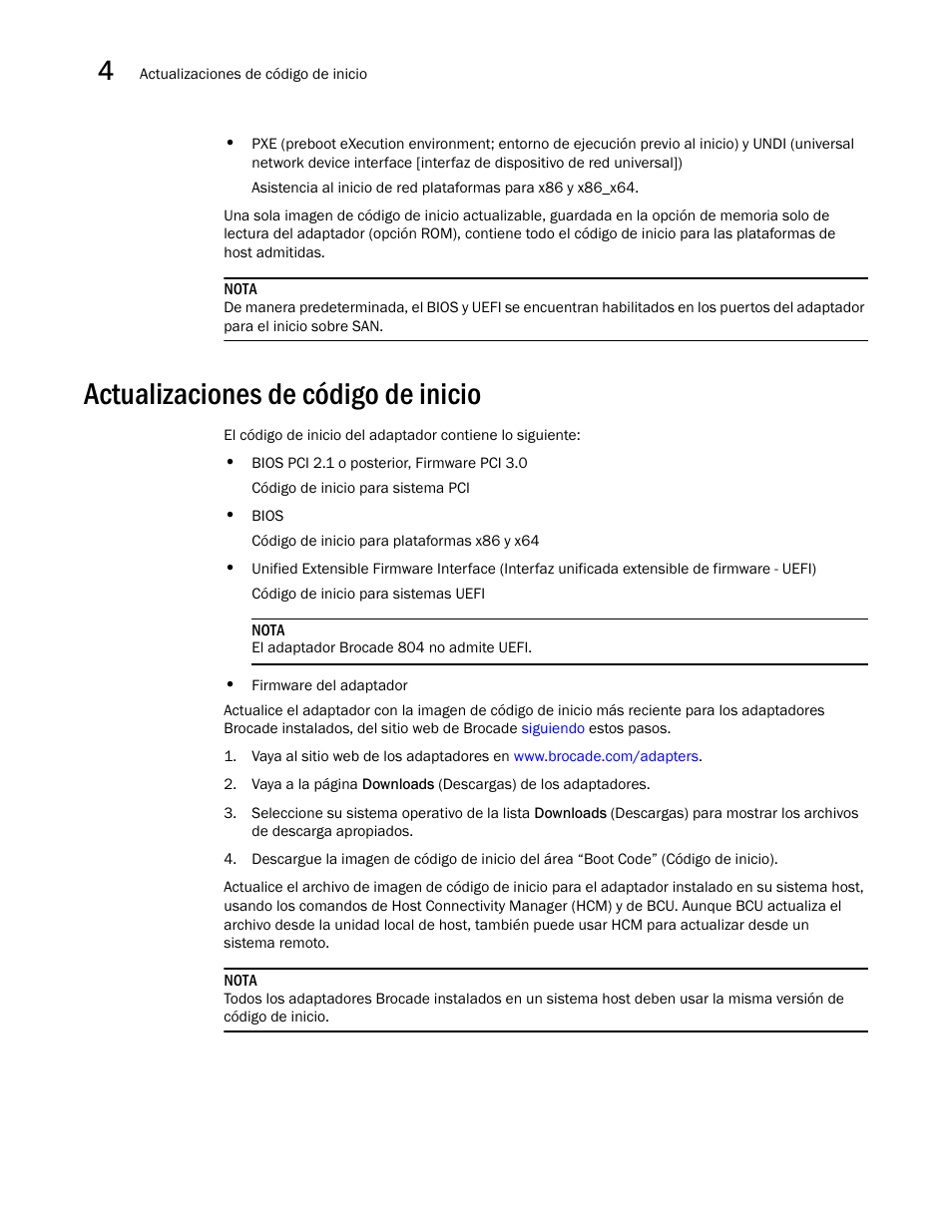 Actualizaciones de código de inicio | Dell Brocade Adapters User Manual | Page 158 / 294
