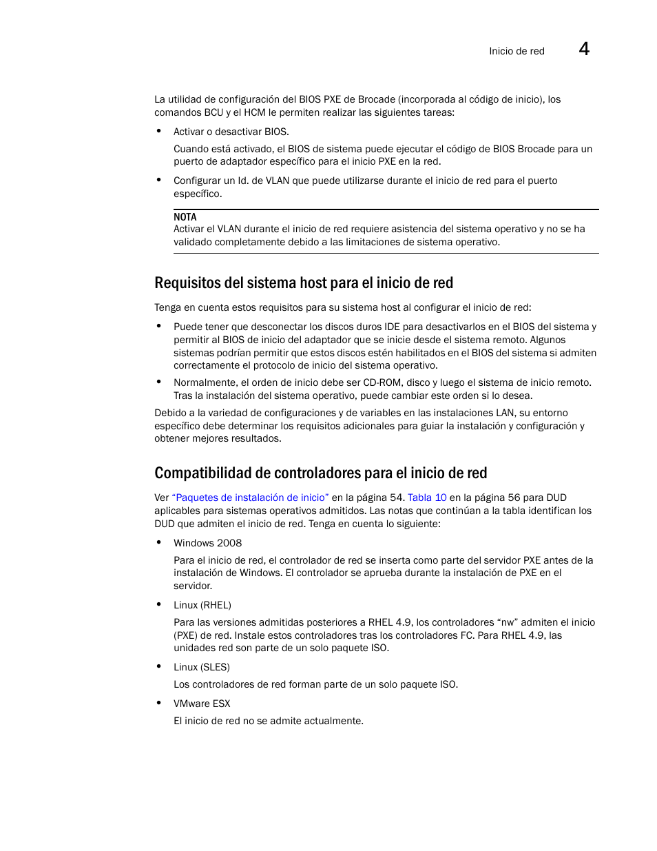 Requisitos del sistema host para el inicio de red | Dell Brocade Adapters User Manual | Page 163 / 294