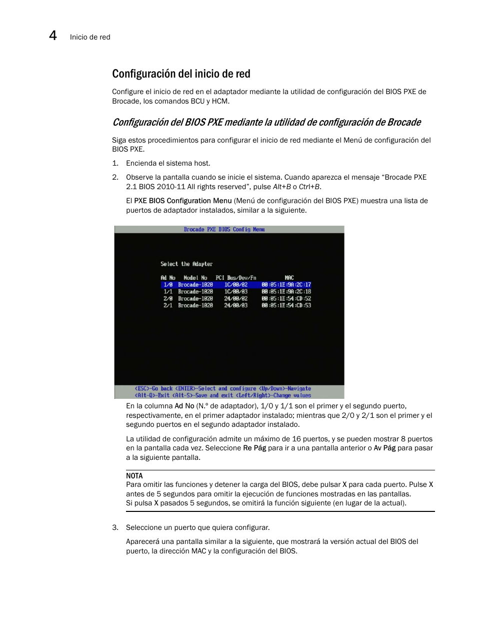Configuración del inicio de red | Dell Brocade Adapters User Manual | Page 164 / 294
