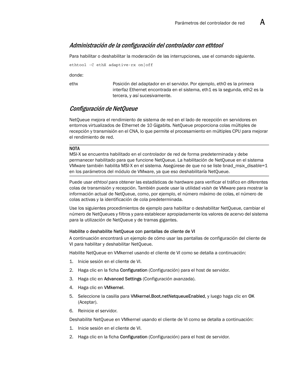 Configuración de, Netqueue, En la | Configuración de netqueue | Dell Brocade Adapters User Manual | Page 271 / 294