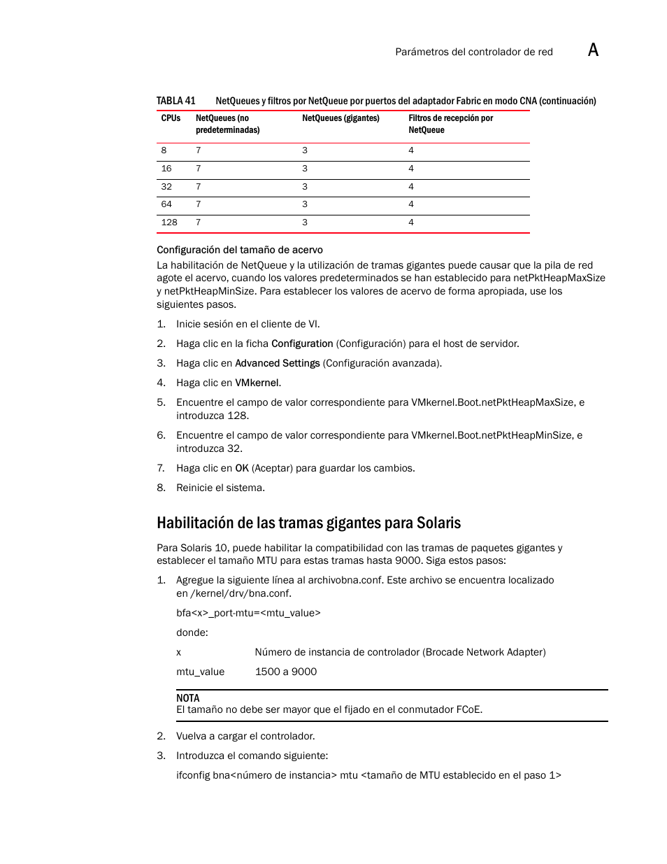 Habilitación de las tramas gigantes para solaris | Dell Brocade Adapters User Manual | Page 273 / 294