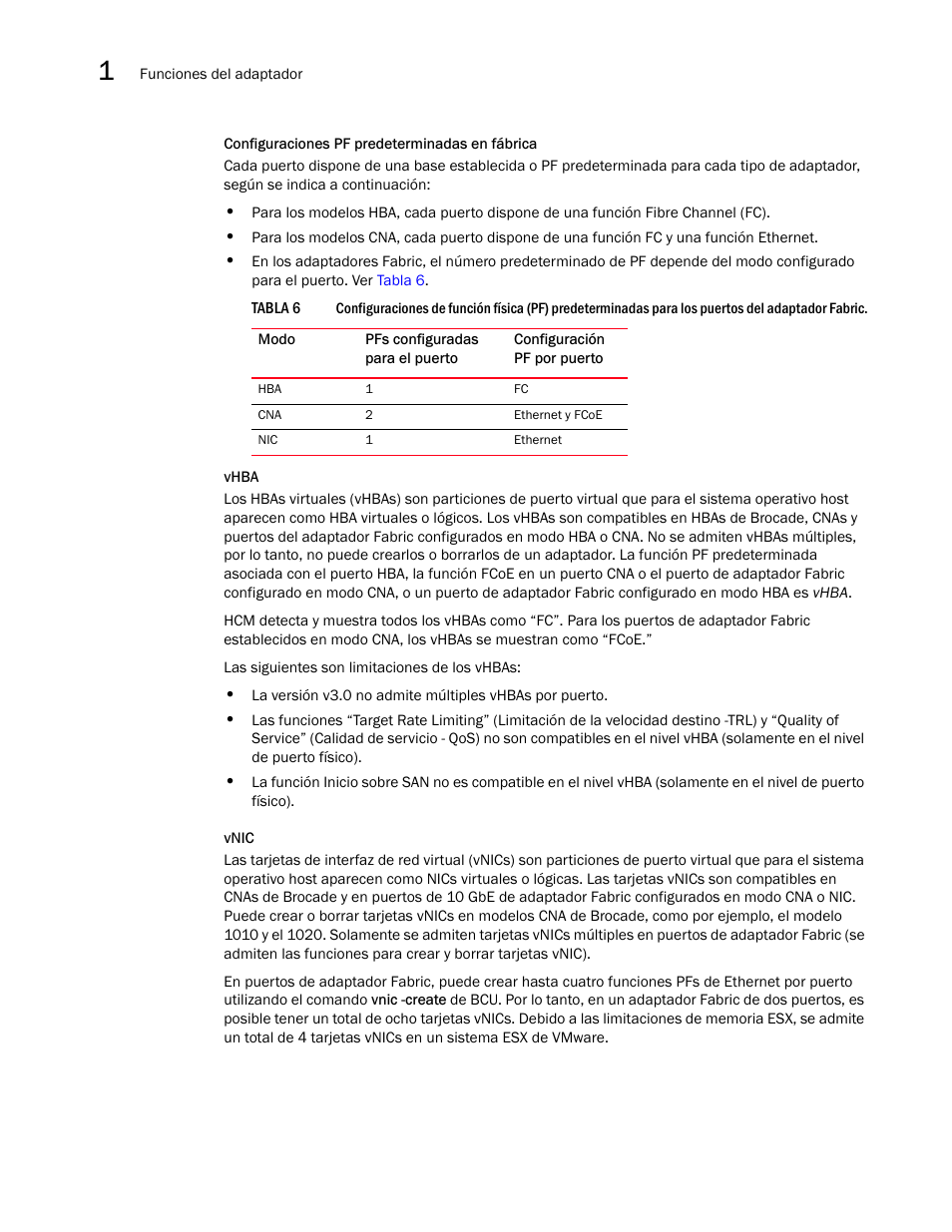 Configuraciones pf, Predeterminadas en fábrica | Dell Brocade Adapters User Manual | Page 48 / 294