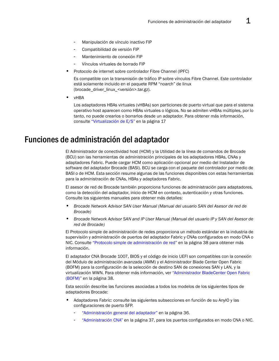 Funciones de administración del adaptador | Dell Brocade Adapters User Manual | Page 65 / 294