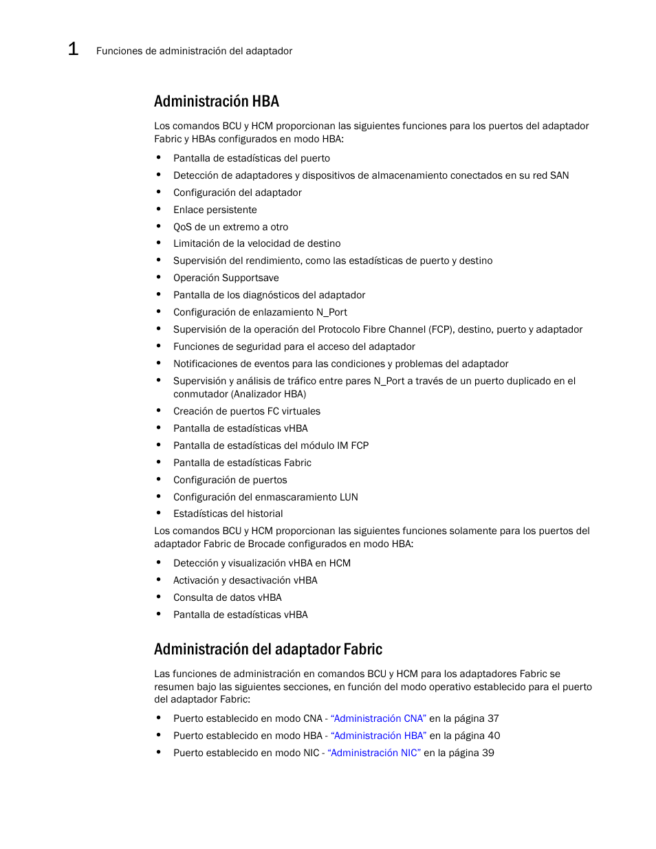 Administración hba, Administración del adaptador fabric | Dell Brocade Adapters User Manual | Page 70 / 294