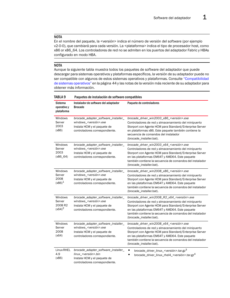 Tabla 9 | Dell Brocade Adapters User Manual | Page 79 / 294