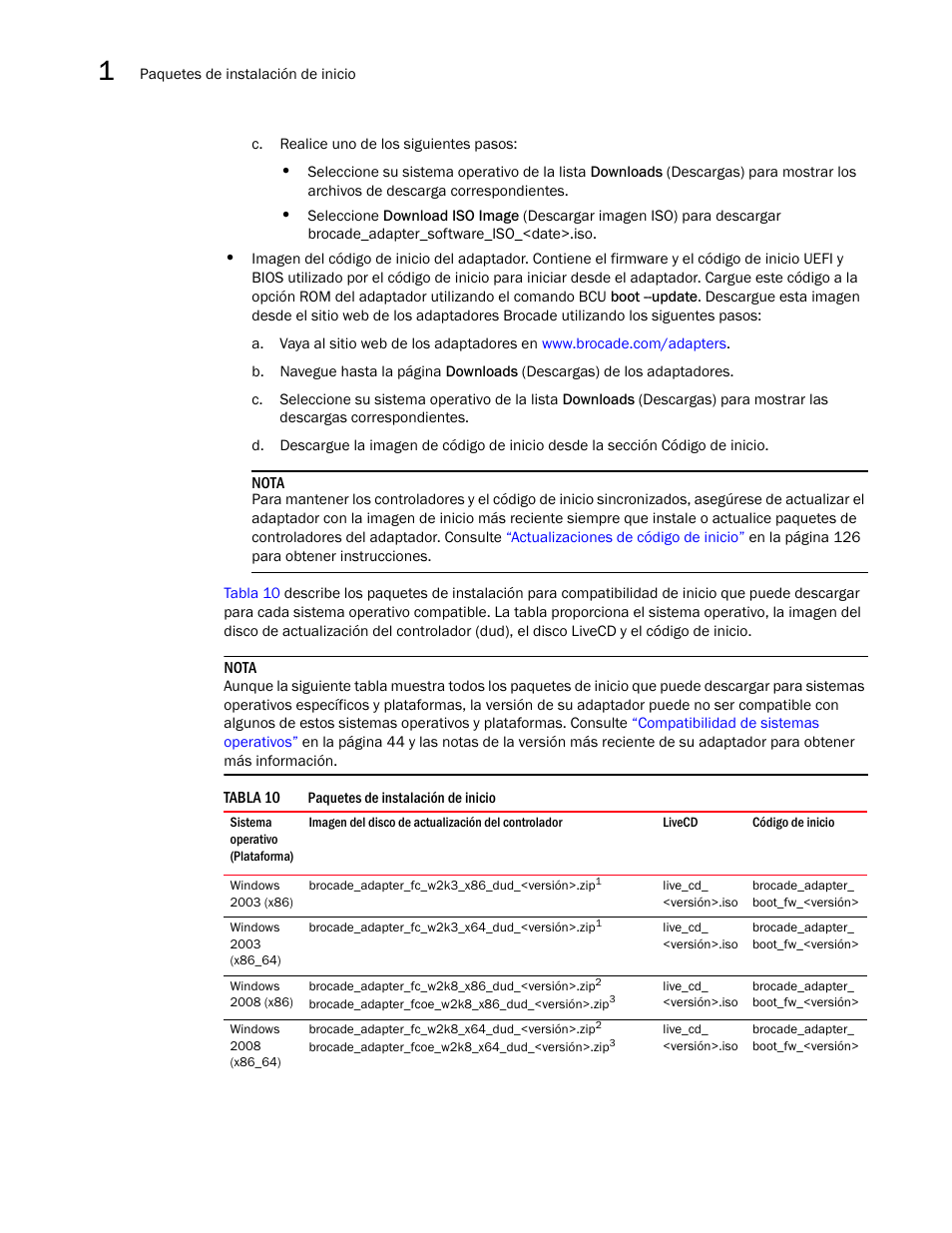 Tabla 10 | Dell Brocade Adapters User Manual | Page 86 / 294